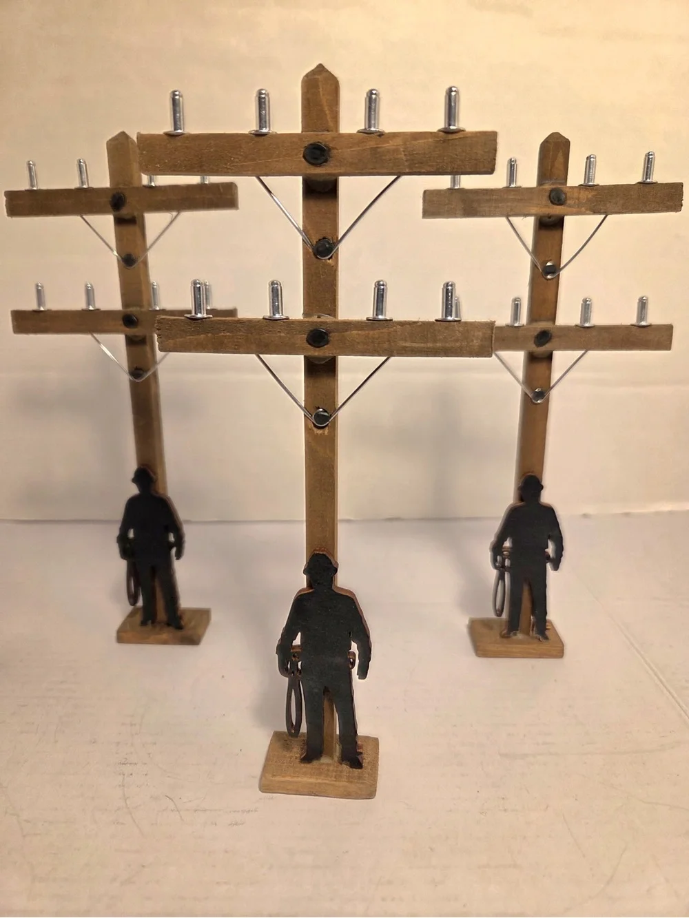 4 LINEMAN POLE & Silhouette Climber | cake decoration | 12” Miniature Decor